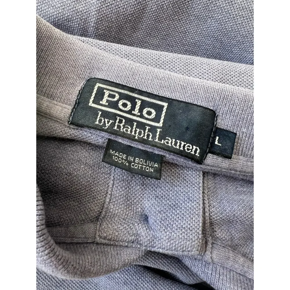 Polo Ralph Lauren 100% Pique Cotton Collared Shirt Slate Blue Size Large SG